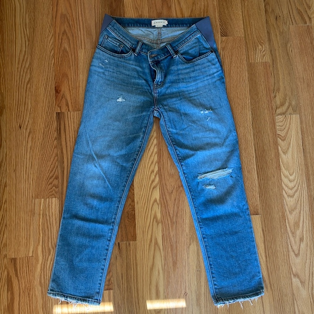 Hatch Collection The Boyfriend Maternity Jean, Destroyed Light Wash, size 26